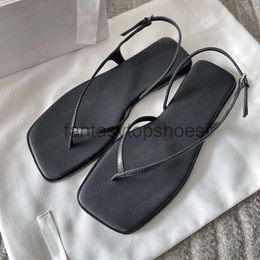 The Row toe TR square shoes sandals luxury open designer toe sandals summer outdoor flat bottom casual shoes