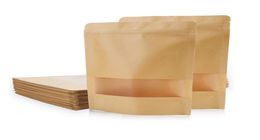 Stand Up Kraft Paper Pack Bags W Frosted Window Biscuit Doy pack Zipper Storage Pouch LZ04927319508