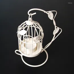 Candle Holders European Style Retro Iron Holder Hanging Hollow Bird Cage Romantic Vintage Creative Home Decoration