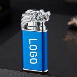 TK Classic Double Flame 1.0 Dragon Lighter Double Flame Reactive Windproof Conversion Open Fire Without Gas Lighter Man's Gift