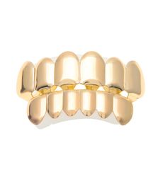 New Custom Fit 14k Gold Plated Hip Hop Teeth Grillz Caps Top Bottom Grill Set for Man6395150