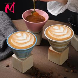 Creative Retro Ceramic Coffee Cup Rough Pottery Tea Japanese Latte Pull Flower Porcelain Household Mug 240422