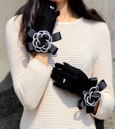 Fingerless Gloves 2020 Brand Winter Women Cashmere Mittens Female Big Flower Warm Wool Driving L2210204028446