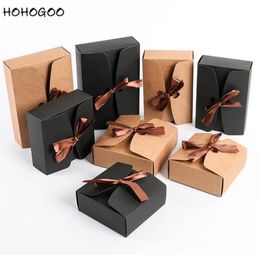 HOHOGOO 30pcslot Bowknot Kraft Boxes Brown Black Baby Shower Party Valentine039s Day Gift Wedding Favour Packaging Gift Boxes4976218