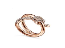 Solitaire Ring 925 Sterling Silver Knot Ring Women Jewelry Plating 18K Rose Gold Luxury Brand Fashion Valentine Gift 2211152500372