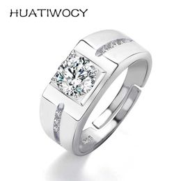 Band Rings Fashionable 925 silver Jewellery ring accessory with zircon gemstones open finger suitable for wholesale of mens wedding parties Q240429