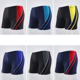 Men's Swimwear Mens elastic swim trunks swimsuits striped beach sports shorts summer boxing Q240429