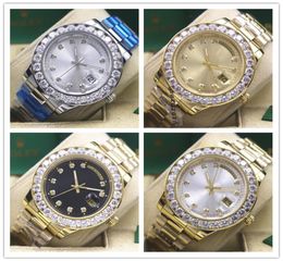 Mens Watches Mechanical 40mm 18k Yellow Gold Steel Bracelet Black Dial Diamond Bezel Watch 18338 Automatic Fashion Wristwatches3758252