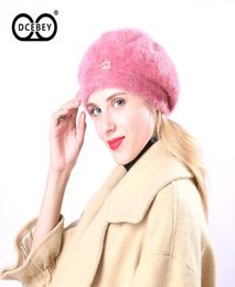 DCEBEY Winter Warm Chic Crown Solid For Women Ear Protector Slouchy Hat Ladies Female Fashion Beret Hat Cashmere Cap4929536