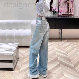 Women's Jeans designer brand Triangle elevation waist wide leg jeans for women's 2024 new fashion trend loose straight pants 2RVG