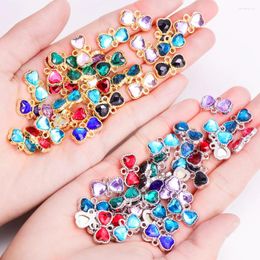 Charms 10Pcs Gold/Silver Colour Colourful Crystal Bowknot Charm Connector For Jewellery Making Bow Pendant Bracelet Necklace DIY Accessor