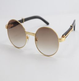 2020 Round Black Buffalo Horn SunGlasses Vintage Sun glasses Men 18K Gold Metal Aviator Sunglasses Male and Female6403348