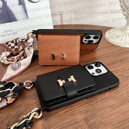 Luxury Wallet Phone Case Designer iPhone case For iPhone 15 Pro Max 14 Pro Max 13 Pro 12 14 Plus 15 Plus Case Card Slot Holders Leather Crossbody Handbag Case Scarf Sling