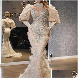 Evening Dresses Satin Big Swing Drag Tail Banquet Dress Woman Prom Y Long Plus Size Sequin Feather Decor Drop Delivery Party Events Sp Dhxkz