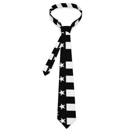 Bow Ties Men's Tie American Flag Neck Black And White Retro Casual Collar Printed Business Quality Necktie Accessories