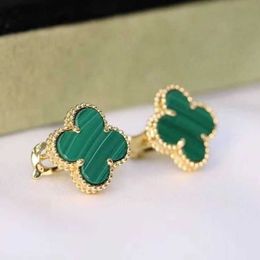 Lover's exclusive earrings vanly High Lucky Gold 18K Rose Malachite Earrings and with common cleefly