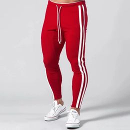 Joggers Men Striped Sweatpants Casual Long Pants Fitness Running Workout Track Trousers 240418