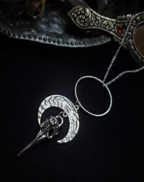 Morrigan Moon Goddess Crow Skull Necklace Gothic R Jewellery Pagan Celestial Witch Women Gift 2021 Pendant Fashion Long Necklaces2436881