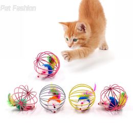 1pc Cat Toy Stick Feather Wand With Bell Mouse Cage Toys Plastic Artificial Colourful Cat Teaser Toy Pet Supplies Random y240429