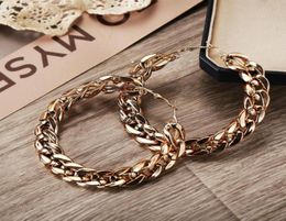 Large Circle Link Chain Hoop Earrings for Women Female Punk Big Metal Hollow Gold Colour Geometric Earring Fashion Jewelry5485525