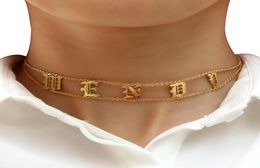 WholeDuoying Old English Choker Personalised Name Plate Necklace Gothic Choker Dainty Chic Jewellery Fascinating Necklace for E1993219