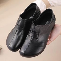 Casual Shoes Spring Ladies Genuine Leather Handmade Women Comfortable Flat 2024 Autumn Soft Loafers Flats