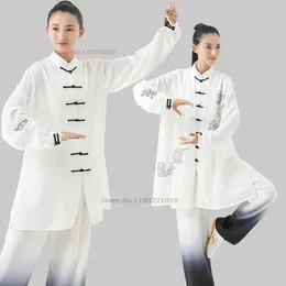 Ethnic Clothing 2024 Chinese Taichi Wushu Uniform Gradient Colour Suit Taijiquan Martial Arts Wingchun Morning Practise