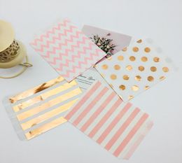 100pcs 5 x 7 Inch Kraft Paper Bags Foil Rose Gold Colourful Orange Teal Black Pink Polka Dots Stripes Chevron Candy Buffet Bag2266887