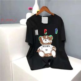 Asian Designerswomen's Tops & Tees Summer High Qualityflocking Three-Dimensional Cartoon Bear Letter Embroidery Loose Short Sleeves Graphic T Shirt 6344