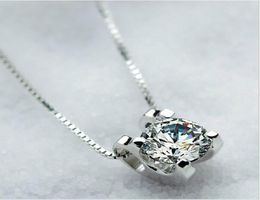 Brand Jewellery White Sapphire Stone Cubic Zirconia Pendant 925 Silver Necklace for Women 5009324