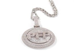 AZ Custom Name Letters Gold Silver Iced Out Full CZ Diamond Rotating Letter Pendant Necklace Mens Fashion Hip Hop Jewelry2108799