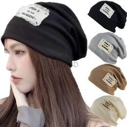 Beanie/Skull Caps Autumn Winter Women Hedging Cap Wool Knitted Baggy Beanie Hat Letter Pullover Hats Men Outdoor Skullies Beanies Bonnet Caps d240429