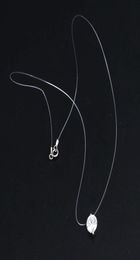 Transparent fishline 925 silver zircon clavicle chain Mermaid tear Pendant Necklace5102943