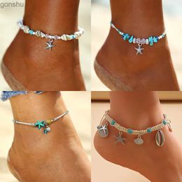 Anklets Bohemian Shell Starfish Summer Beach Bracelet Womens Bracelet Barefoot Handicraft Chain Jewellery WX