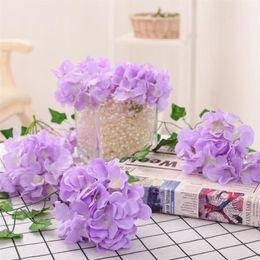 LOT 100PCS 13-15cm Hydrangea Flower Head 27 Forks Home Decorative Silk Flowers DIY Wreath Wedding Wall Road Lead Arch Flowers265C