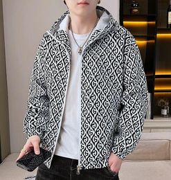G11026 designer jacket men long sleeve classical luxury jackets hooded plaid windbreaker mens coat