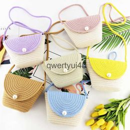 Shoulder Bags New pearl flip small bag messenger coon rope woven leisure one-soulder straw mini beac femaleH2421