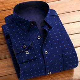 Men's Casual Shirts Men Fall Winter Shirt Plaid Print Thick Plush Long Sleeve Lapel Single-breasted Fleece Cardigan