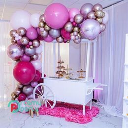 104pcs Round Foil Pastel Balloons Garland Arch Kit Pink 4d Pink Balloon Birthday Wedding Baby Shower Favors Party Decoration T240j