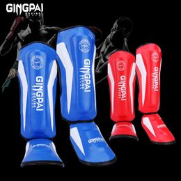 One Pair High-Quality PU Leather Boxing Shin Guards Ankle Protector MMA Muay Thai Training Leg Warmers Light Kicking Shin Pads 240124