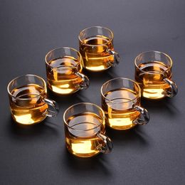 6Pcs/Box 100ML Household Thicken Glass Teacup Heat Resistant High Temperature Explosion Proof Coffee Milk Rose Flower Tea Cups 240118