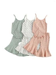 Clothing Sets CitgeeSummer Infant Baby Girls 2PCS Floral Print Clothes Sleeveless Romper Flared Pants Outfits Set