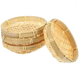 Plates 4pcs Handmade Bamboo Woven Storage Snack Candy Cookie Nuts