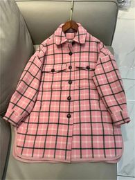 Women's Trench Coats For Ladies 2024 Fall Plaid Contrast Colour Turn Down Collar Single Breasted Casual Long Sleeve Windbreak