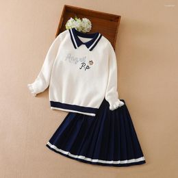 Clothing Sets Girls Set School Dress Spring Autumn Children 2pcs Long Sleeve Sweater Skirt Kids Uniform For