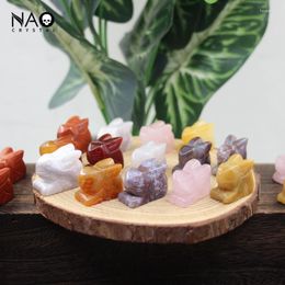 Decorative Figurines 1.2" Mini Rabbit Statue Home Decoration Crafts Carved Gemstone Reiki Healing Crystal Red Jasper Agate Cute Animal