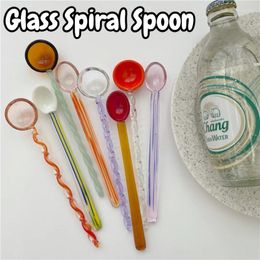 Coffee Scoops Original Sweet Crystal Candy Dessert Spoon Home Stained Glass Spiral Milk Stirring Kitchen Drop