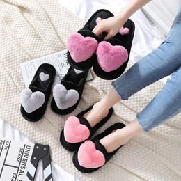 Slippers Heart Shaped Fashion Warm Non-slip Platform Shoes Soft Bottom Plush Cotton Autumn And Winter