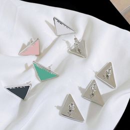 Simple Earring Men Earings Silver Luxury Brand Designers P-Letters Stud Geometric Famous Women Trianglar Crystal Rhinestone Earring Wedding Party Jewerlry