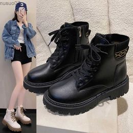 Boots Thick Plush PU Leather Ankle Boots for Women 2023 Winter Warm Flat Heels Cotton Padded Shoes Woman Non Slip Platform